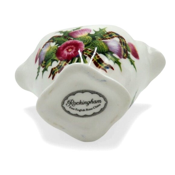ROCKINGHAM BASKET Miniature Ceramic With Floral Thistle England Vintage 4" - Picture 3 of 10